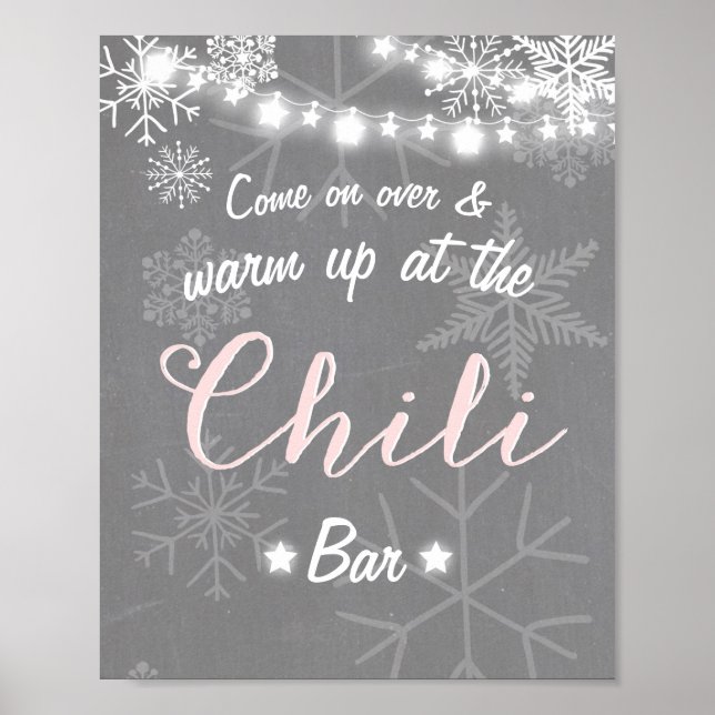 Affiches Chilli Bar signe Pink snowflake Chiltic Rustic Win (Devant)