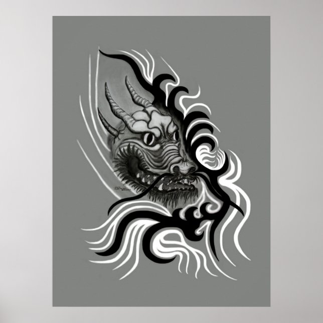 Affiches China Dragon in Tattoostyle (Devant)