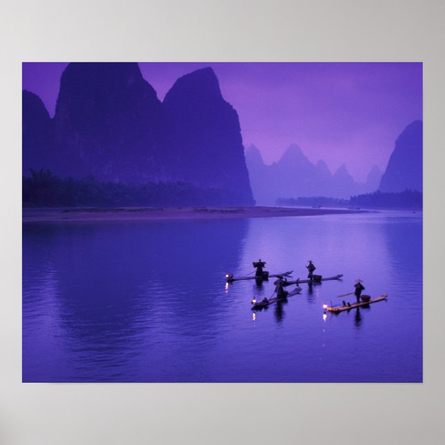 Affiches Chine, rivière Li. Pêcheurs au cormoran. (Devant)