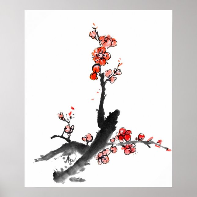 Affiches Chinese painting of flowers, plum blossom (Devant)