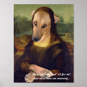 Affiches Chiot drôle de Mona Lisa