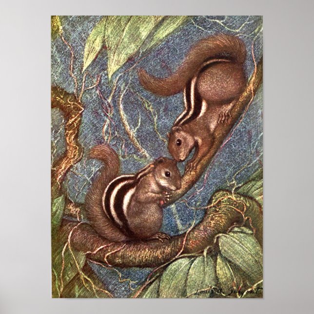 Affiches Chipmunks par Louis Sargent, Vintages animaux sauv (Devant)