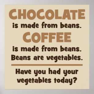 Affiches Chocolat, Café, Haricots, Légumes - nouveauté