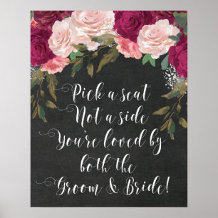 Affiches choisir un siège et non un panneau mariage bordeau