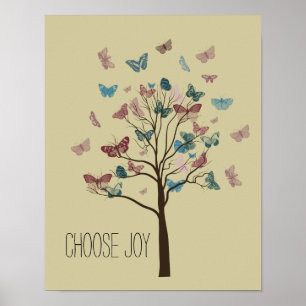 Affiches Choisissez l'arbre de papillons de joie