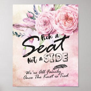 Affiches Choisissez un siège et non un camp Mariage aquarel