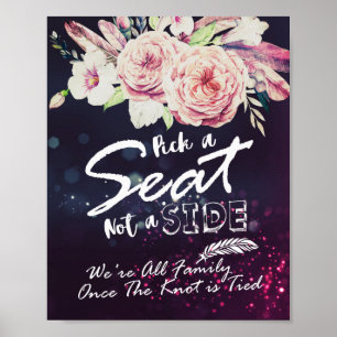 Affiches Choisissez un siège et non un camp Mariage Floral