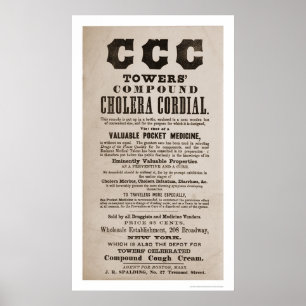 Affiches Cholera Medicine Broadside Print 1870