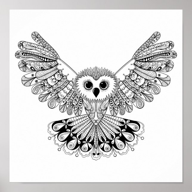 Affiches Chouette noire style 2 (Devant)