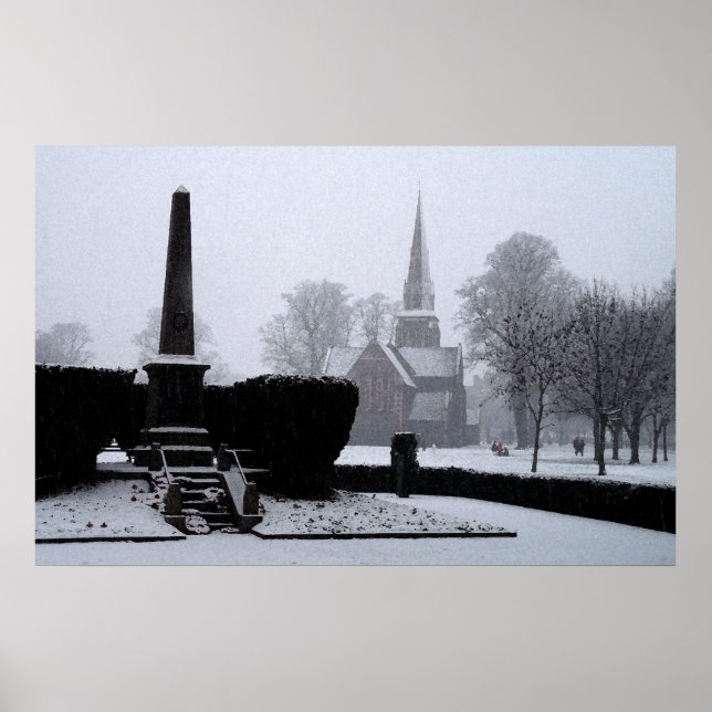 Affiches Christ Church & Memorial dans l'aquarelle de neige (Devant)