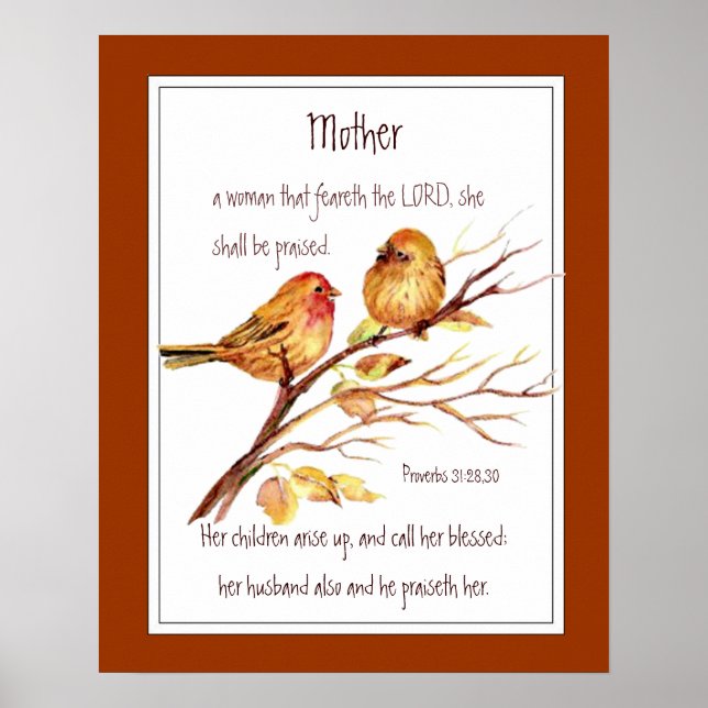 Affiches Christian Mother Scripture Proverbes 31 Aquarelle (Devant)