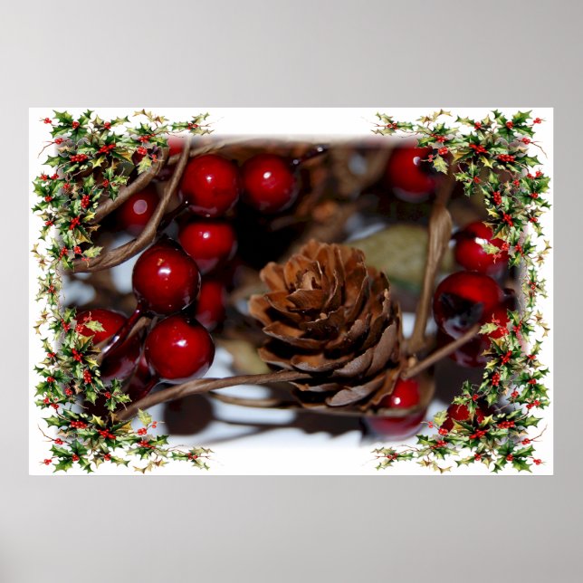 Affiches Christmas Holly et Pinecone (Devant)