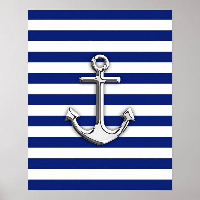 Affiches Chrome Anchor on Navy Stripes (Devant)