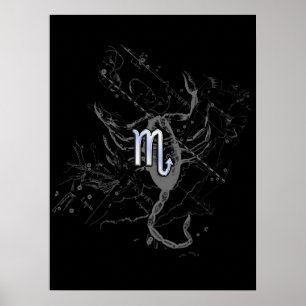 Affiches Chrome comme Scorpio Zodiac Symbole sur Hevelius
