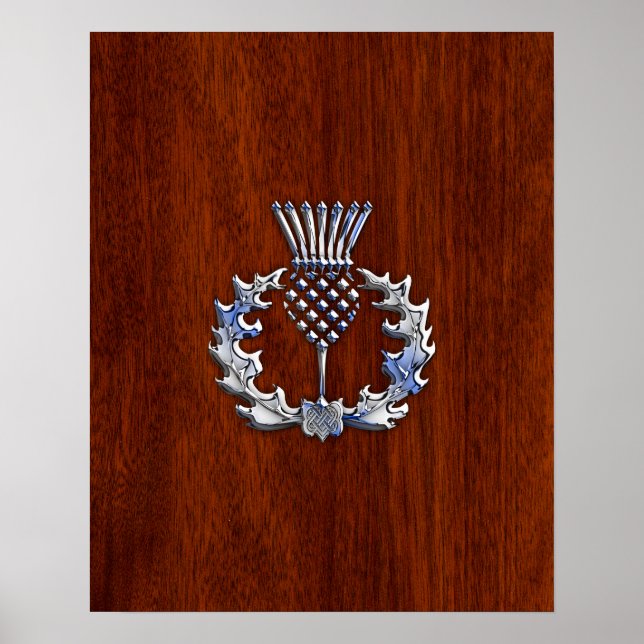 Affiches Chrome Like Thistle on Mahogany Wood Style (Devant)