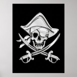 Affiches Chrome Pirate Skull