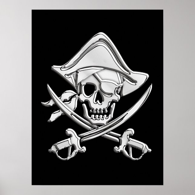 Affiches Chrome Pirate Skull (Devant)