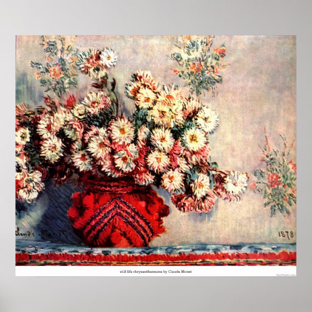 Affiches chrysanthème de la vie morte par Claude Monet (Devant)