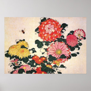 Affiches Chrysanthème et taon, Katsushika Hokusai