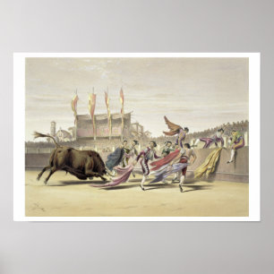 Affiches Chulos Playing the Bull, 1865 (litho couleur)