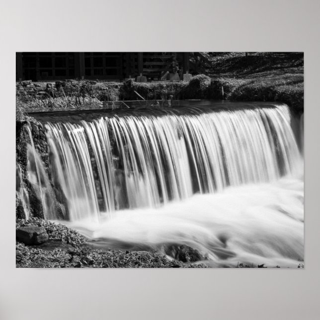 Affiches Chutes de printemps à Hodgson en nuances de gris (Devant)