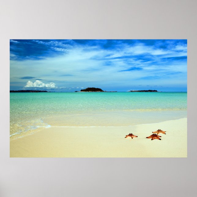 Affiches Ciel Bleu, Sable Blanc Et Étoiles De Mer | Belitun (Devant)