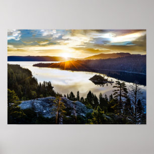 Affiches Ciel brillant à la baie verte le lac Tahoe la