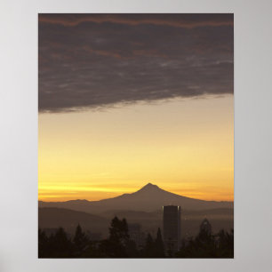 Affiches Ciel de l'aube sur Portland et Mt Hood, Oregon