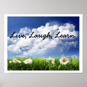 Affiches ciel et fleurs, Vis, Ris, Apprends.