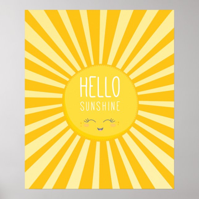 Affiches Ciel KAWAII ensoleillé jaune vif soleil souriant r (Devant)