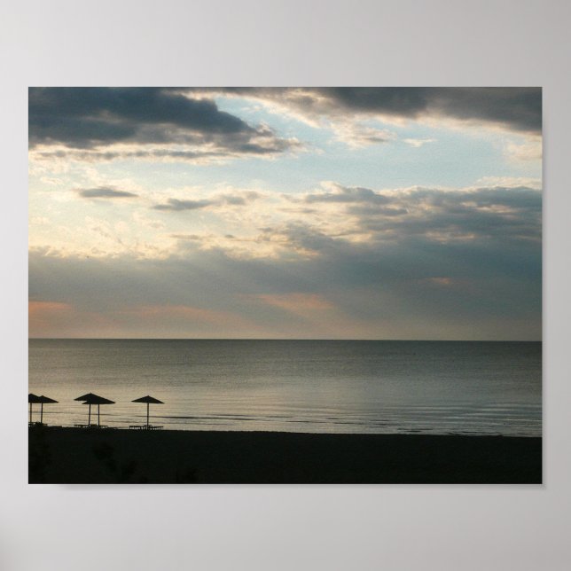 Affiches Ciel matinal au-dessus de la plage en Grèce Paysag (Devant)