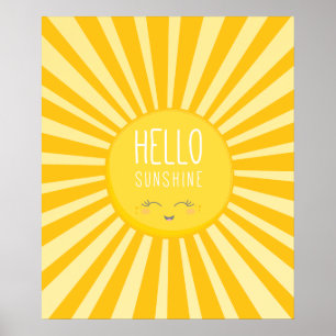 Affiches Ciel mignon jaune vif soleil souriant ensoleilleme