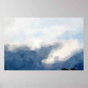 Affiches Ciel surréaliste et nuages aquarelle peinture