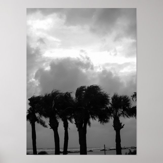 Affiches Ciels tropicaux Stormy en niveaux de gris (Devant)
