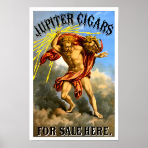 Affiches Cigares Jupiter, 1868. Publicité vintage