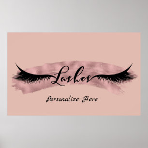 Affiches Cils Cils Rose Gold Blush Rose Salon de Beauté