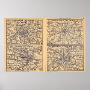 Affiches Cincinnati, Détroit, Indianapolis