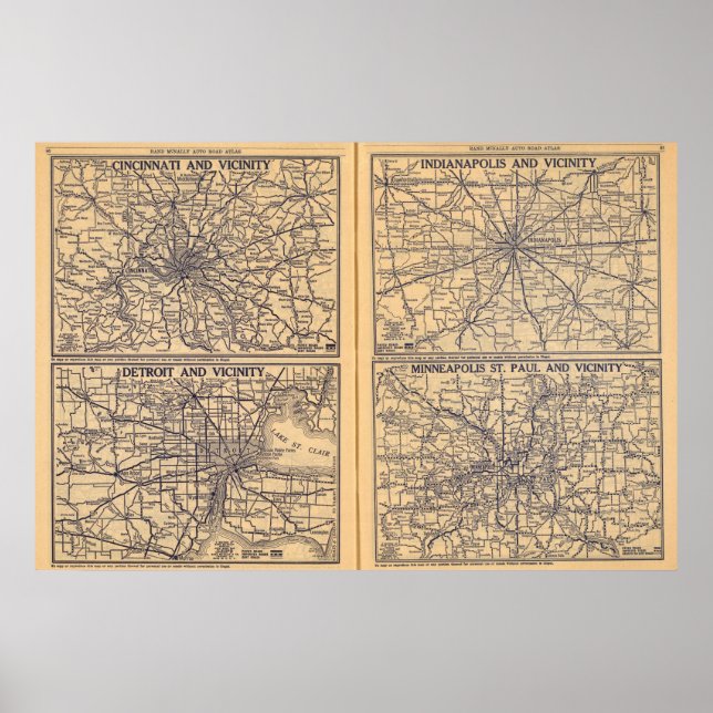 Affiches Cincinnati, Détroit, Indianapolis (Devant)