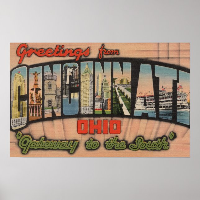 Affiches Cincinnati, Ohio (Porte d'entrée vers le sud) (Devant)