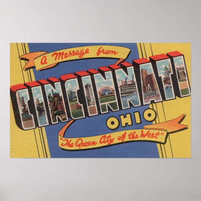 Affiches Cincinnati, Ohio - Scènes de grandes lettres 2 (Devant)