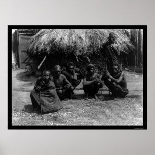 Affiches Cinq hommes de masai du Kenya en Afrique 1920