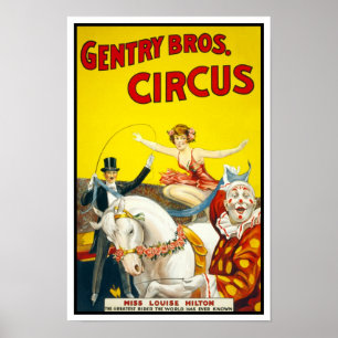 Affiches Cirque Gentry Bros., 1920. Publicité ancienne