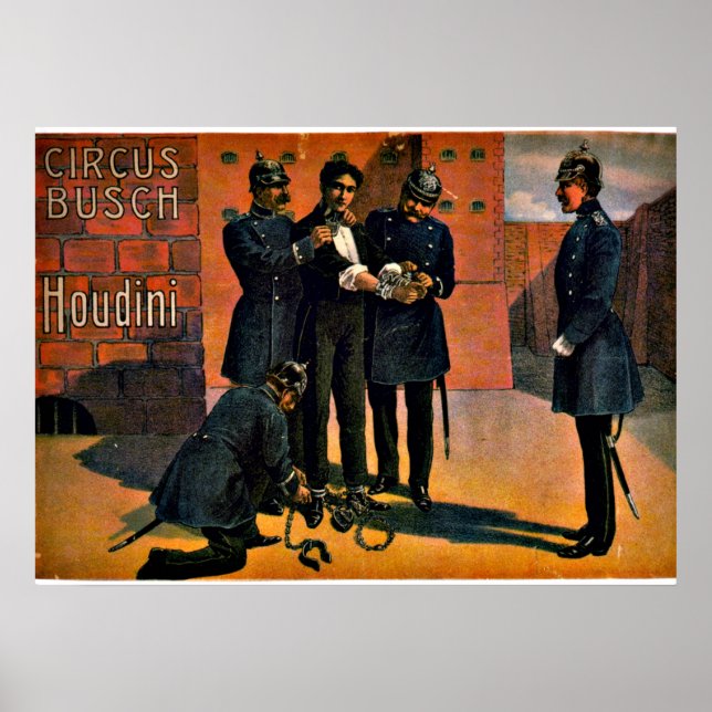 Affiches Cirque vintage : Houdini et le Cirque, 1908 (Devant)