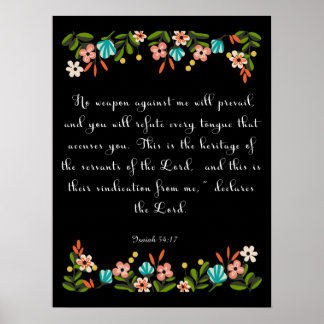 Affiches Citation chrétienne Art - Isaïe 54:17