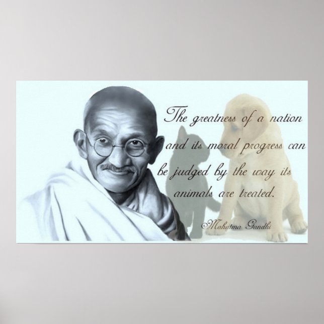 Affiches Citation d'animal de Gandhi (Devant)