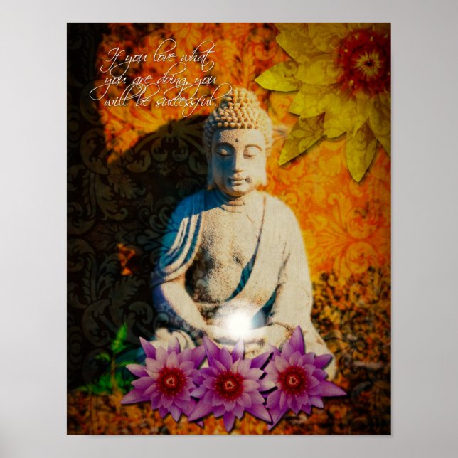 Affiches Citation de bouddha lotus pourpre (Devant)