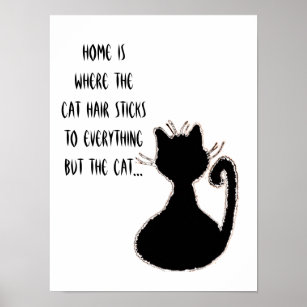 Affiches Citation de chats amusante Cat mignonne Cat noir S