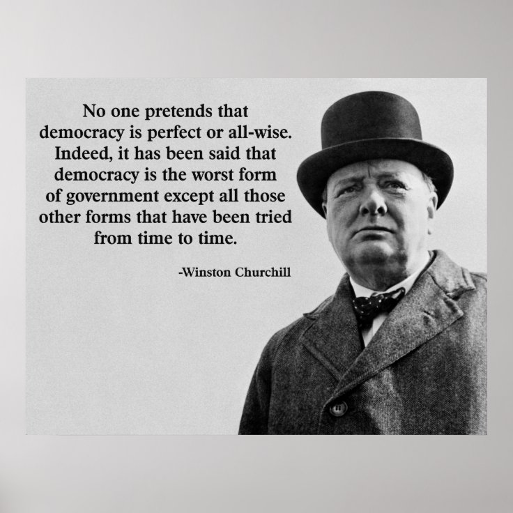 Affiches Citation De Democratie De Winston Churchill Zazzle Fr