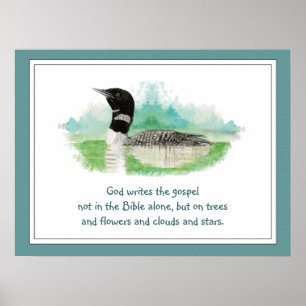 Affiches Citation de Dieu et de la nature, Aquarelle Loon W