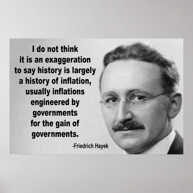 Affiches Citation de Friedrich Hayek sur l'inflation (Devant)